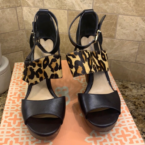 Gianni Bini Shoes - Gianni Bini black and leopard sandals, 8 1/2”